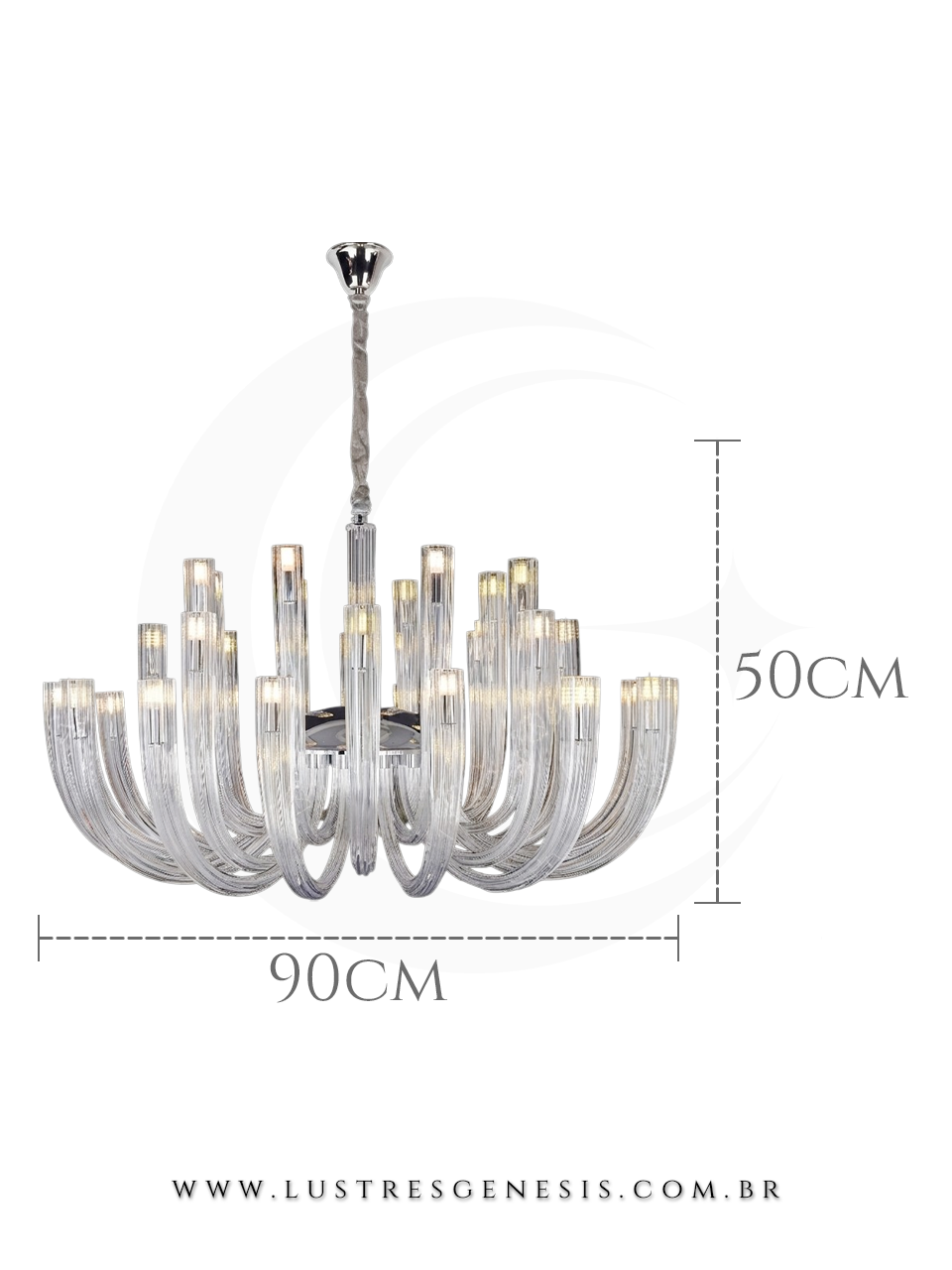 Lustre Pendente Classico Metal Cromado e Vidro 60x50cm G9, Sala de Jantar, Mesa Sala de Jantar, Sala de Estar, Quarto Casal, Suite Master